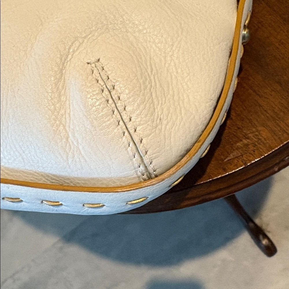 Via Spiga  shoulder bag  Leather smooth  white/tan stitching braided handle  EUC - Picture 11 of 16